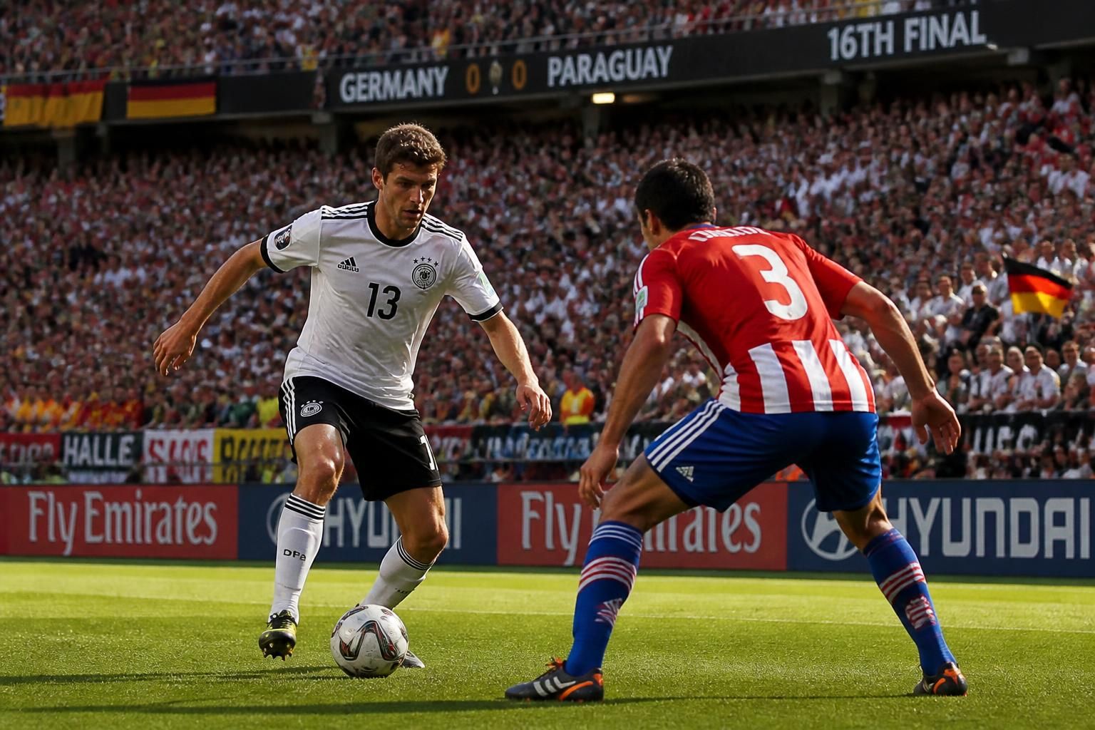 suivez en direct l'affrontement palpitant entre l'allemagne et le paraguay lors des 16es de finale de la coupe du monde. ne manquez rien de ce match décisif et vivez chaque moment clé avec nous.