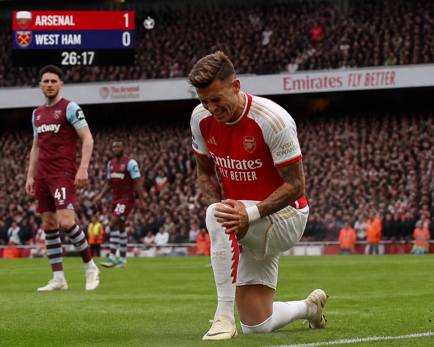arsenal confronté à une crise majeure avec la blessure de ben white, forfait pour la finale de la ligue des champions, un coup dur pour les ambitions de l'équipe.