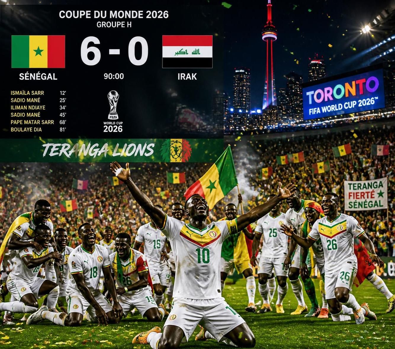le sénégal s'impose face à l'irak lors de la coupe du monde 2026, consolidant ainsi ses chances de se qualifier pour les huitièmes de finale.
