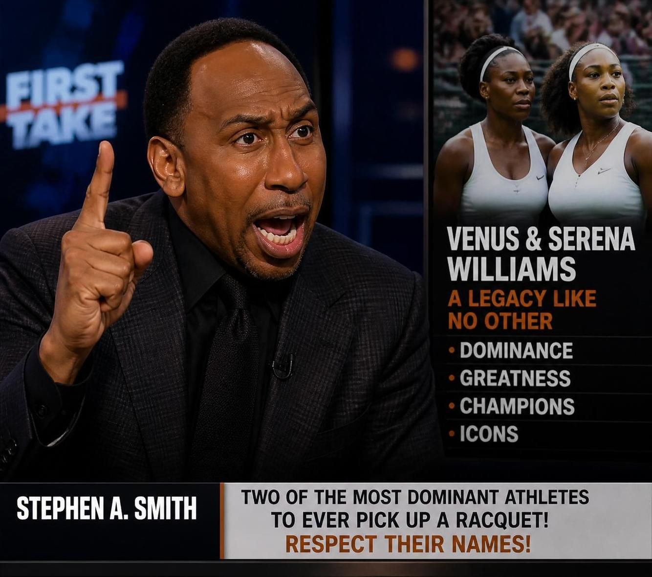 stephen a. smith partage une opinion passionnée et ponctuée de jurons sur la performance remarquable de venus et serena, analysant leurs forces et faiblesses avec intensité.