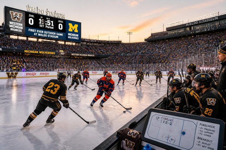 assistez au premier match de hockey en plein air entre wmu et michigan, un événement exceptionnel au stade waldo alliant passion et spectacle sur glace.