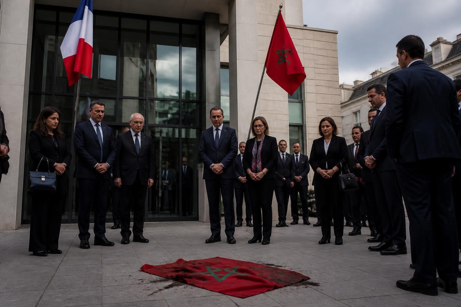 la coupe du monde 2026 est marquée par une polémique : l’ambassade du maroc en france dépose une plainte après la profanation d’un drapeau marocain, soulignant les tensions autour de cet acte.