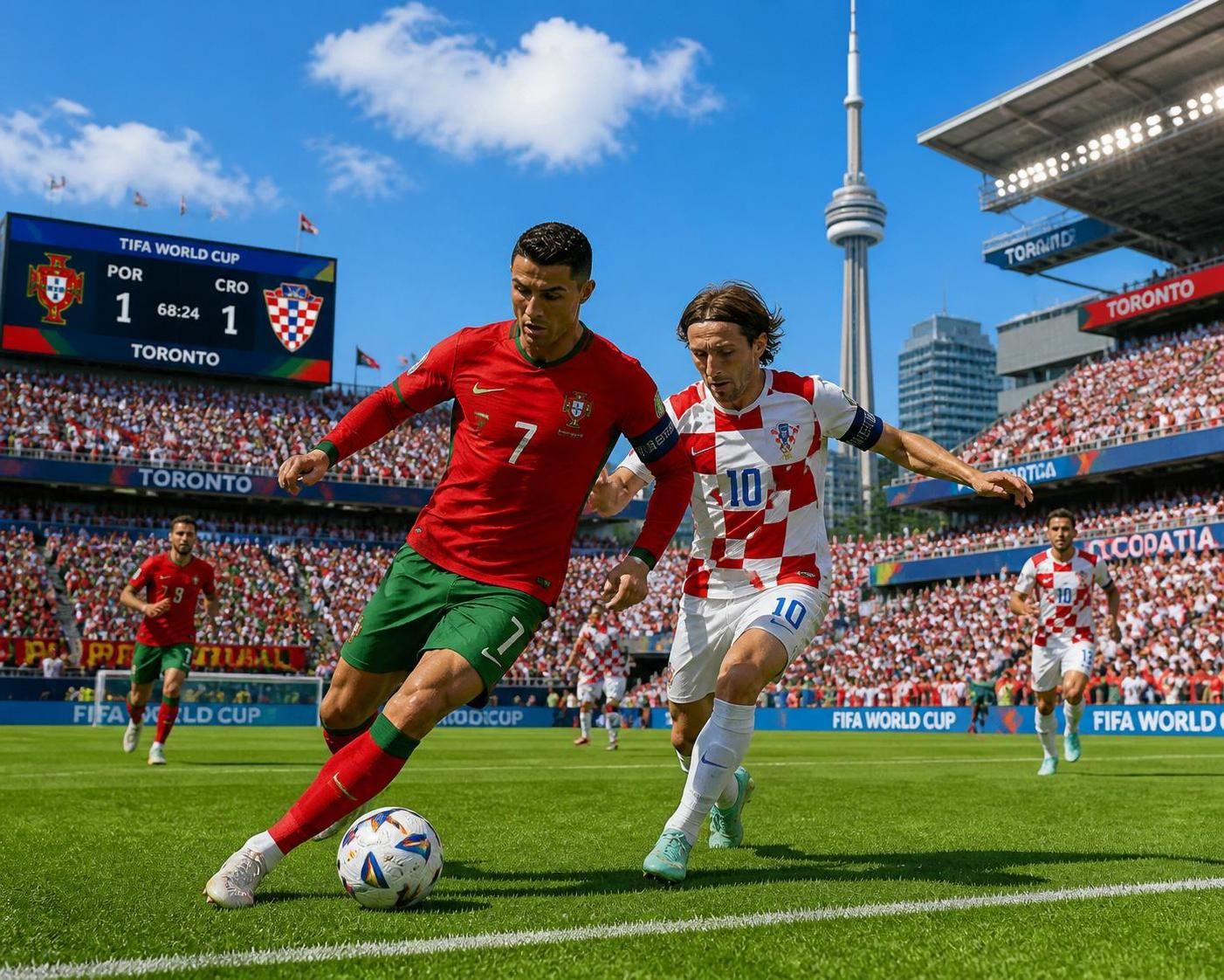 préparez-vous pour un affrontement palpitant entre le portugal et la croatie lors de la coupe du monde, sous un soleil ardent qui promet un match intense et mémorable.