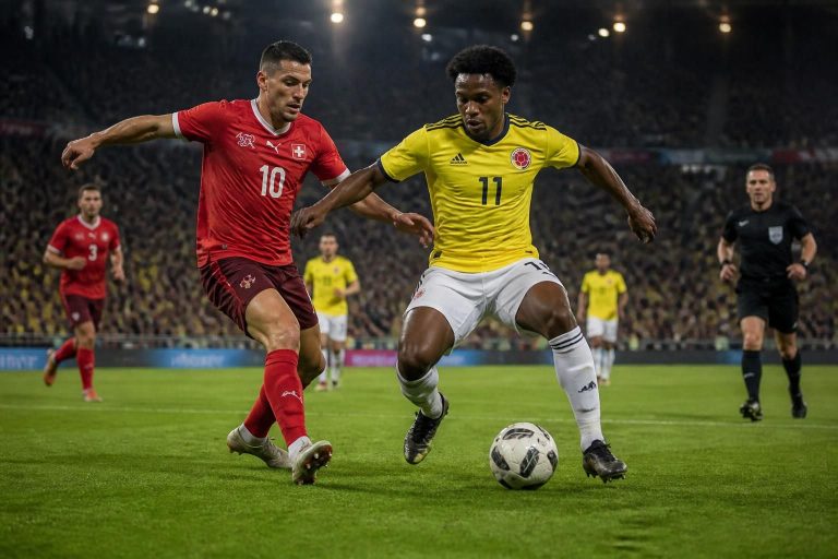 suivez en direct le match suisse - colombie, un duel tactique intense où chaque mouvement compte. analysez chaque action en temps réel et restez au cœur de l'action.