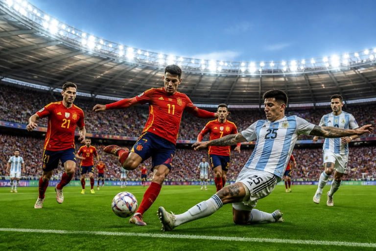 suivez en direct la coupe du monde 2026 avec une espagne puissante face à une argentine tenant bon grâce à martinez. revivez les moments forts et analyses en temps réel.