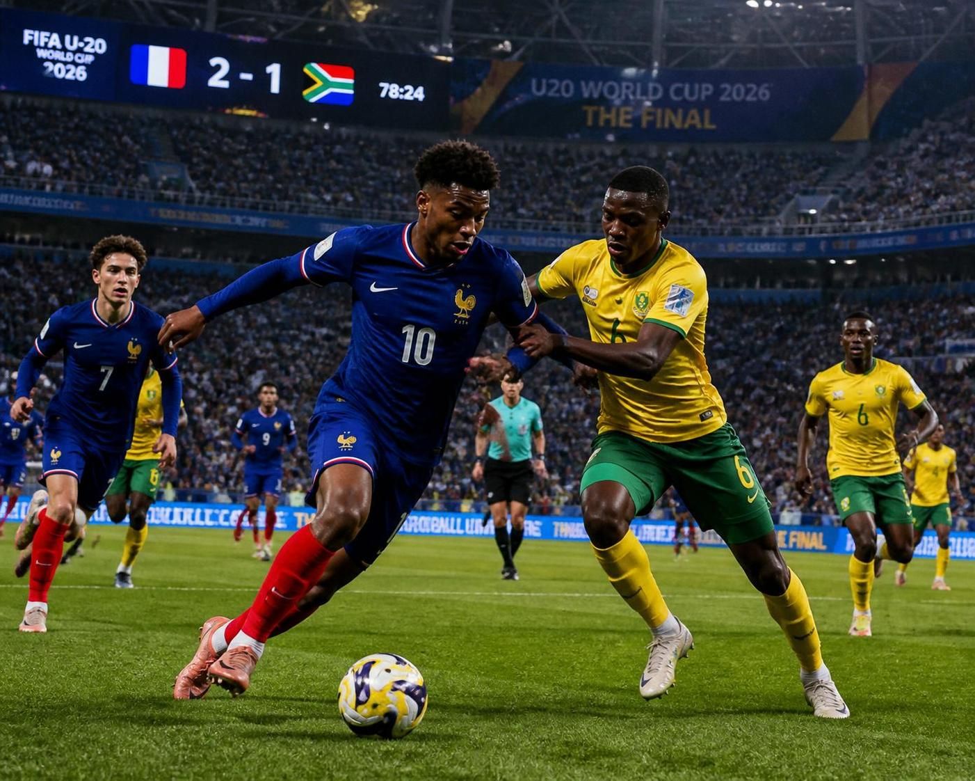 suivez en direct la finale de la coupe du monde u20 entre la france et l'afrique du sud. ne manquez aucun moment clé de ce match intense et vivez chaque action en live.