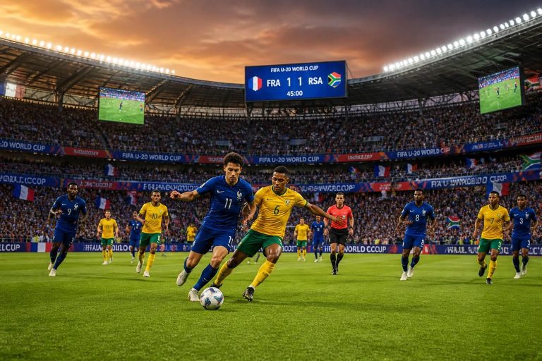 suivez en direct la finale palpitante de la coupe du monde u20 entre la france et l'afrique du sud. ne manquez aucun moment clé de ce match décisif et vivez l'émotion du tournoi en live !