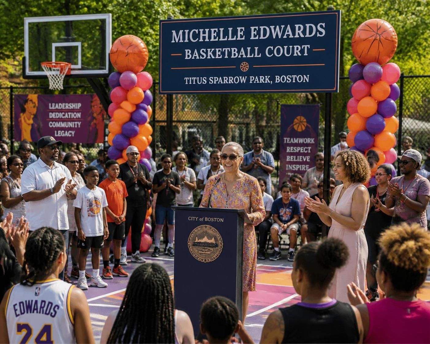découvrez l'hommage exceptionnel rendu à la légende du basketball hawkeye, michelle edwards, avec un terrain baptisé en son honneur, célébrant son parcours inspirant et son impact durable dans le sport.