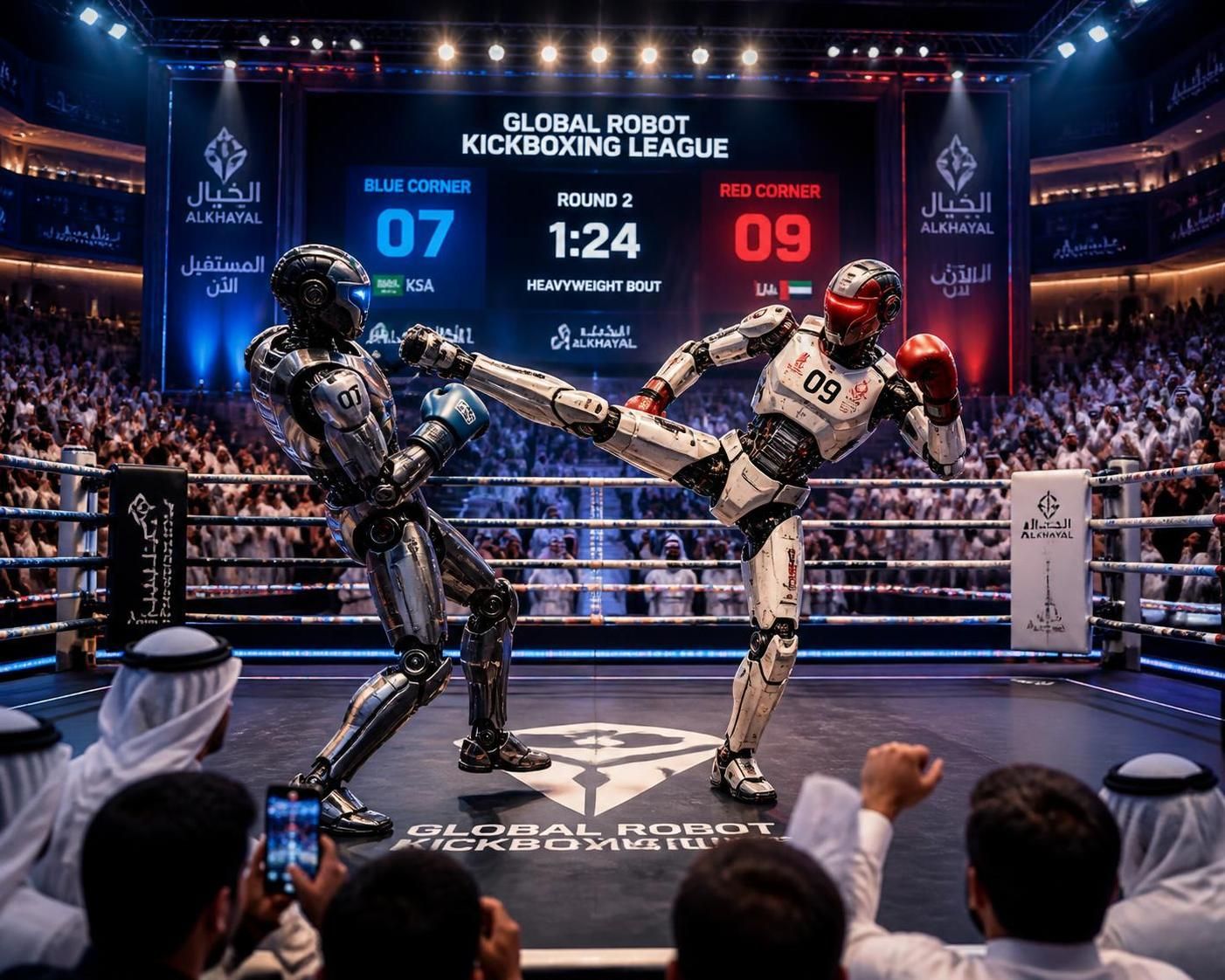 découvrez le premier tournoi de kickboxing avec robots humanoïdes au moyen-orient, organisé par hero esports, une compétition innovante alliant technologie et sport de combat.