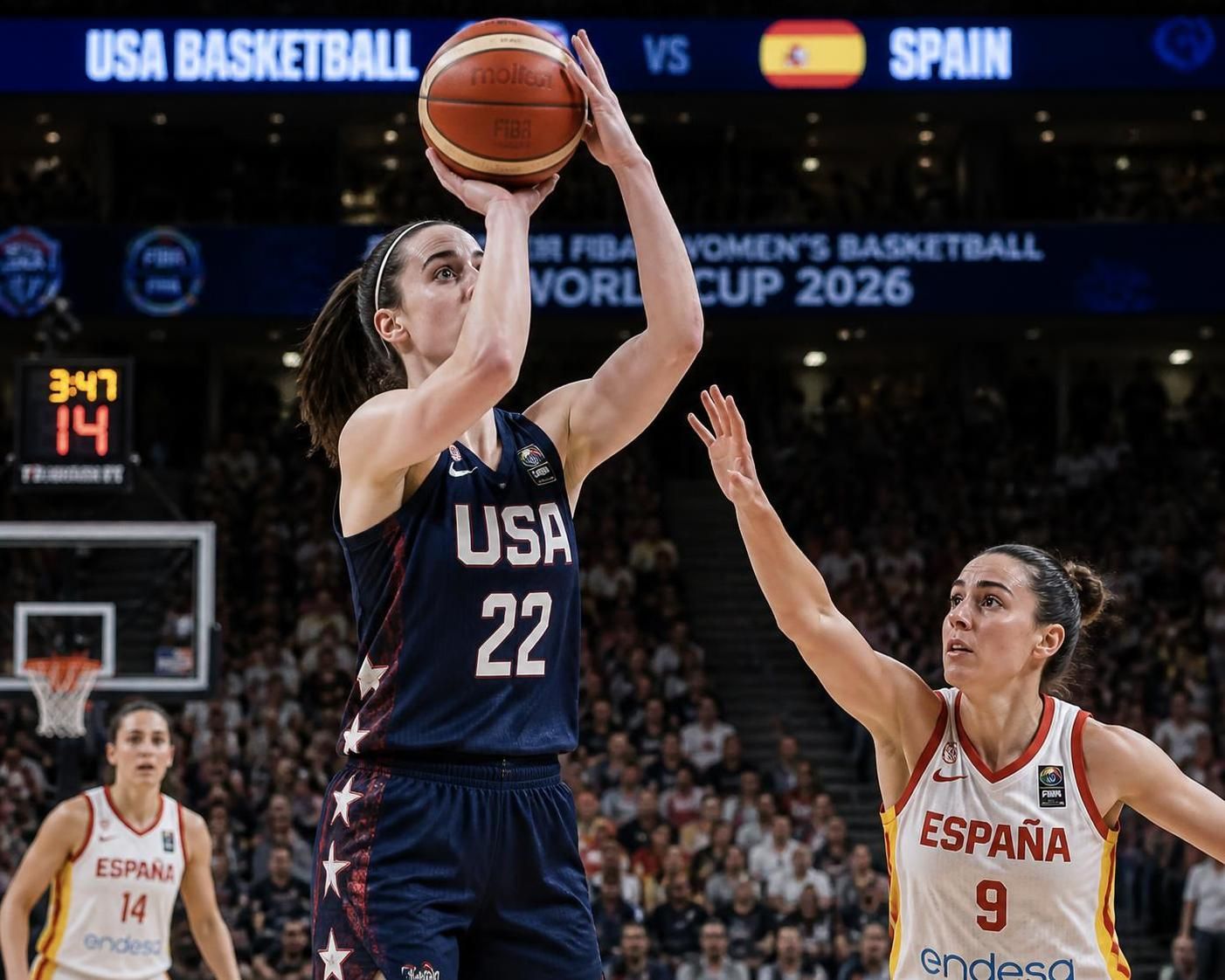 découvrez les points et statistiques impressionnants de caitlin clark lors du match usa basketball contre l'espagne à la coupe du monde fiba.