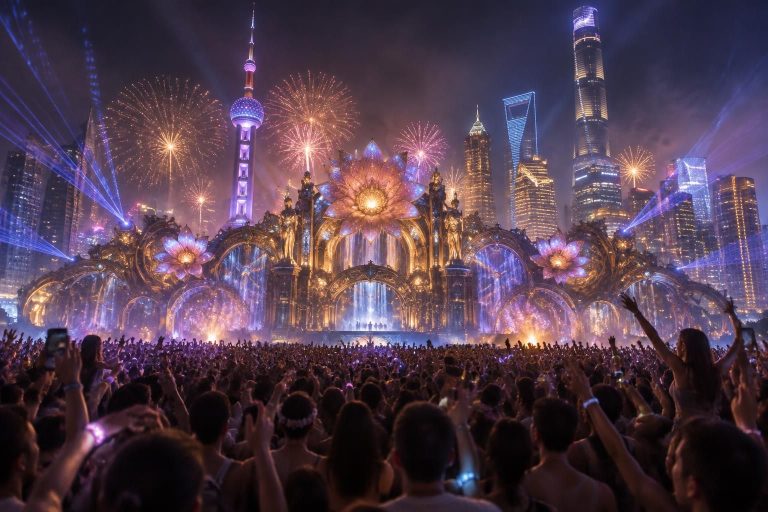 la magie de tomorrowland s’invite à shanghai pour deux jours de spectacle à guichets fermés. découvrez cet événement très attendu.