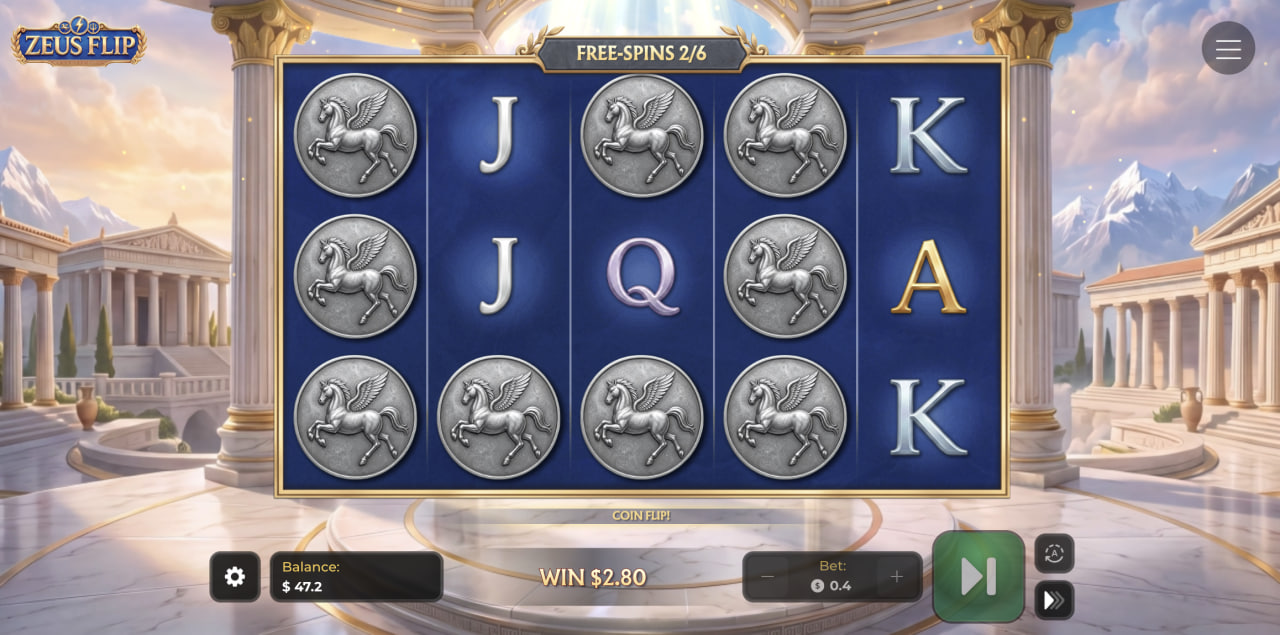 Zeus Flip avis et démo en français, casino et jeu d'argent : rouleaux en free spins avec pièces Pégase
